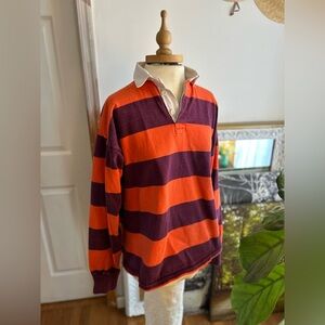 True Vintage 80’s Hardin Knitwear New York Orange & Purple Striped Rugby Shirt